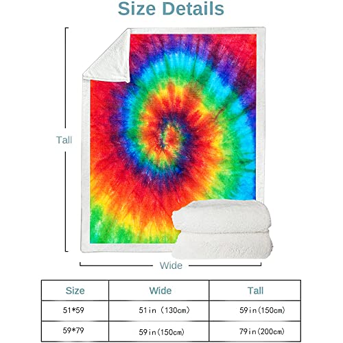 Lingxuqk Rainbow Tie Dye Blankets And Throws Spiral Psychedelic Pattern Boho Rainbow Blanket Lightweight Blanket thumb #4
