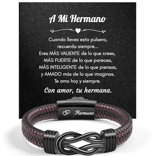 TERRISHE Regalos de Cumpleaños de para Hermano Pulsera Hombre Pulsera De Cuero...