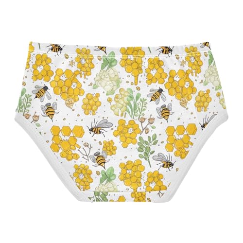 Honeycombs Bees Bright Girls Briefs, Toddler Girl Briefs, Girls' Cotton Brief Underwear, 2–8 Years2