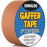 SUNALDO Gaffers Tape, Strong Hold, Easy to Rip, Residue-Free Professional Grade Floor Tape for Electrical Cords, Matte Finish Non Reflective, Weather Resistant (1 Pack, Brown, 2' x 30 Yards)