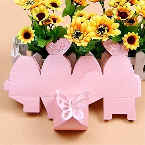 50 Pieces Butterfly Candy Boxes, Wedding Favour Boxes, Party Gift Boxes Pink, Decoration Sweets Boxes, Small Gift Boxes for Wedding, Birthday, Baby Shower, Christmas, Party