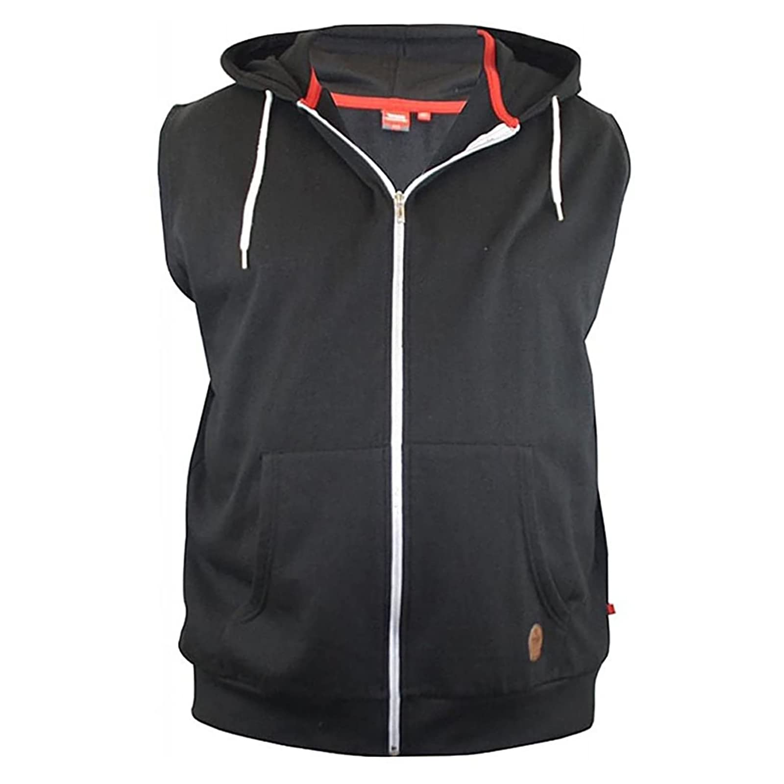 D555 Men's Black Duke Kingsize Sleeveless Hoodie Full Zip Drawstring Pockets Plain 3XL (Blake)
