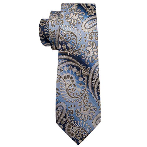 Image of Barry.Wang Paisley Tie Fashion Set Hanky Cufflinks Neckties for Men Woven Silk
