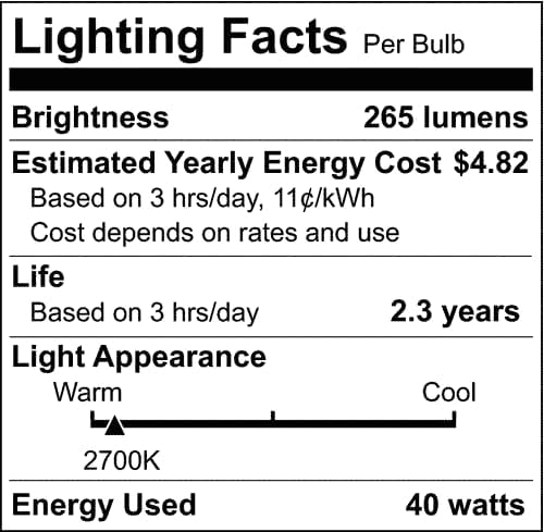 Satco S4881-40 Watt A15 Appliance Incandescent Frost Light Bulb, 2500 Average Rated Hours, 265 Lumens, E26 Medium Base, 130 Volt, Dimmable, Shatter Proof, 1.88 x 3.5 Inch, 2 Pack
