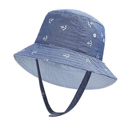 Vivobiniya Kid Boy's Sun Hats Toddler and Baby Boy Bucket Chlidren Summer Hats Outdoor Cap Boat Anchor (US, Age, 6 Months, 12 Months, Blue)