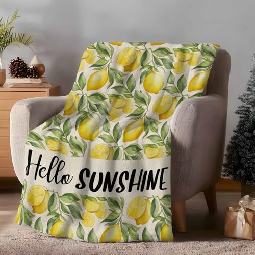 Lemon Throw Blanket for Couch, 30"x40" Fleece, Yellow Fruit