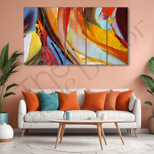 Image of The Castle Decor Abstract art painting with frame Big Size 27x48 Wall art for living room,Bedroom,Drawing room,Hotels-Wooden Framed-681