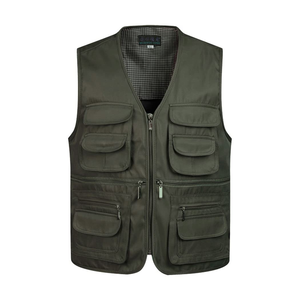 Chaleco clásico de múltiples bolsillos para hombre, chaleco de trabajo sin mangas con capa sólida, chaqueta de chaleco de malla para fotógrafos