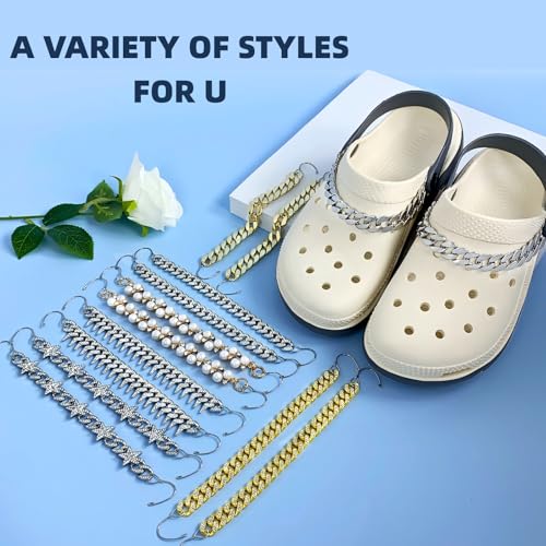 Image of Bling Shoe Chains For Adults Women Men Teens Girls Boys, Rhinestone Chain Shoe Charms For Clog Sandals,Shoe Decoration Accessories For Birthday Gifts Party Favors