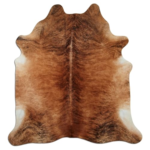 Livorio Tappeto in pelliccia di mucca di alta qualità, lunghezza 210 x larghezza 180 cm, colore marrone chiaro, bianco, prodotto naturale unico dal Sud America, pelliccia bovina, vera pelliccia, beige