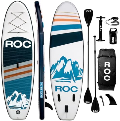 Roc Inflatable Stand Up Paddle Boards with Premium SUP Paddle Board Accessories, Wide Stable Design, Non-Slip Comfort Deck for Youth & Adults (Navy)
