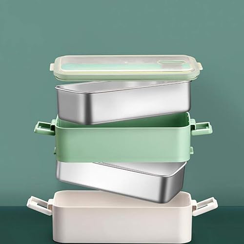 Miniatura 3 de Hemoton Bento Box - Contenedor apilable de acero inoxidable estilo japonés para preparación de alimentos asiáticos, para el hogar, oficina, trabajo,