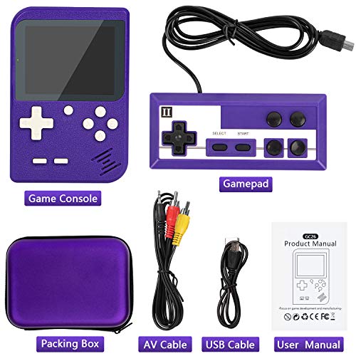Retro Handheld Game Console with Protector Case, 400 Free Classical FC Games Support for Connecting TV & Two Players, Portable Video Game Gifts for Adults & Kids 8-12 90s Retro Toys