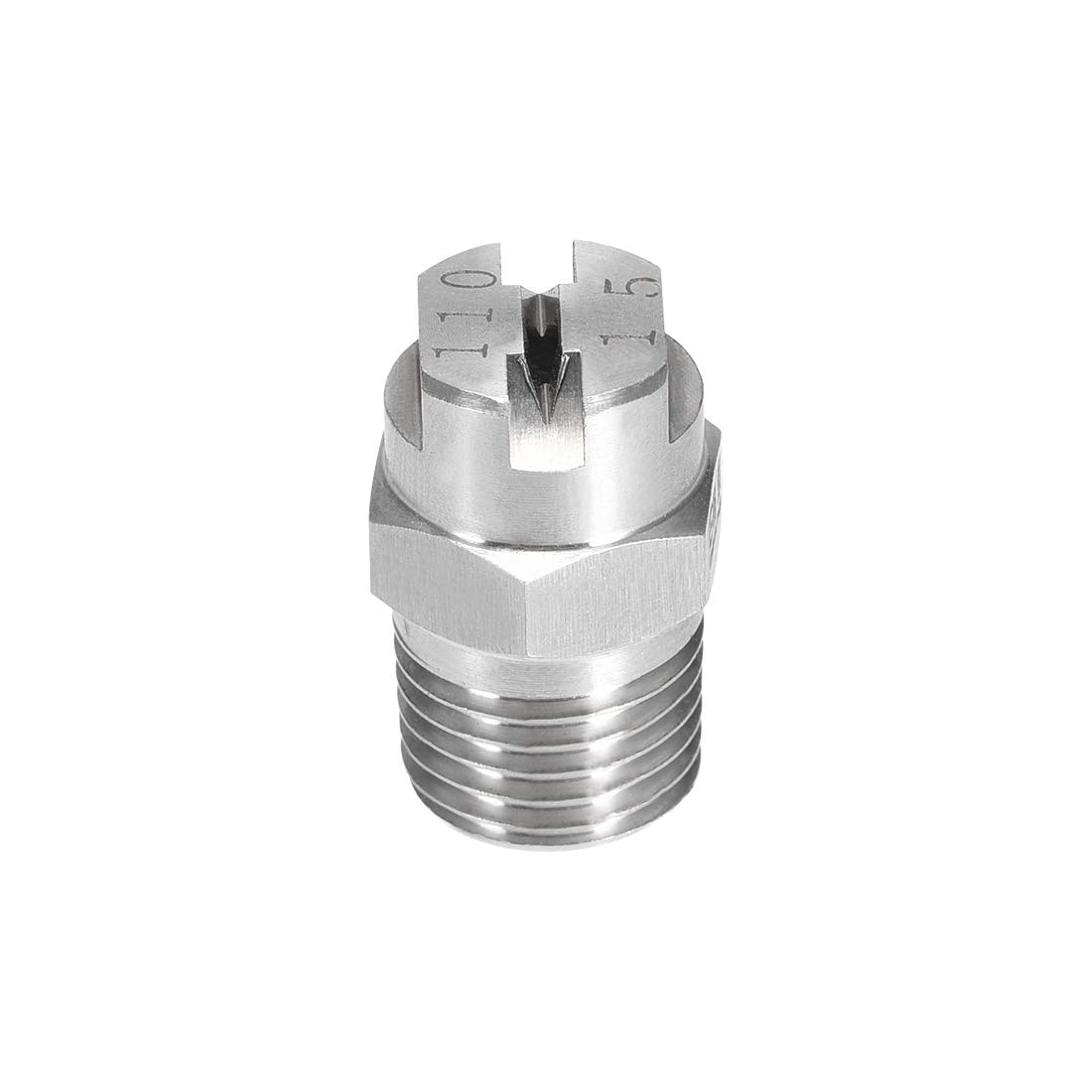 sourcing map Flat Fan Spray Tip - 1/4BSPT Male Thread 304 Stainless Steel Nozzle - 110 Degree 2.4mm Orifice Diameter
