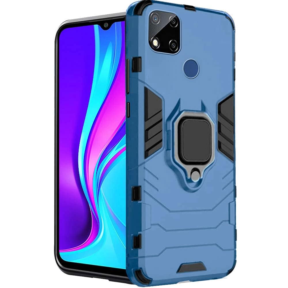 WOW IMAGINE Shock Proof Back Case Mobile Cover for Xiaomi Mi Redmi 9 | Redmi 9 Activ | Poco C31 (Armor | Hybrid PC + TPU | Full Protection with Ring Holder Kickstand | Carbon Blue) (B0BHR6L2FG) Amazon Price History, Amazon Price Tracker