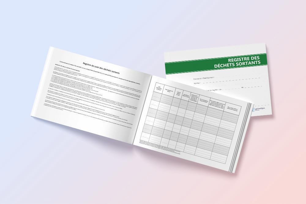 Registre des Déchets Sortants – Format A4 paysage – 64 pages – Document papier prêt à l’emploi pour assurer la traçabilité des déchets sortants conformément à la réglementation - LEGIMEDIA ÉDITIONS