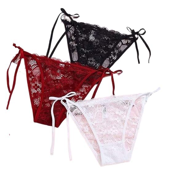Women's Nylon Lace G-String Thong Panty Pack of 3 | Ultra Soft Stretchable Fabric-image-13