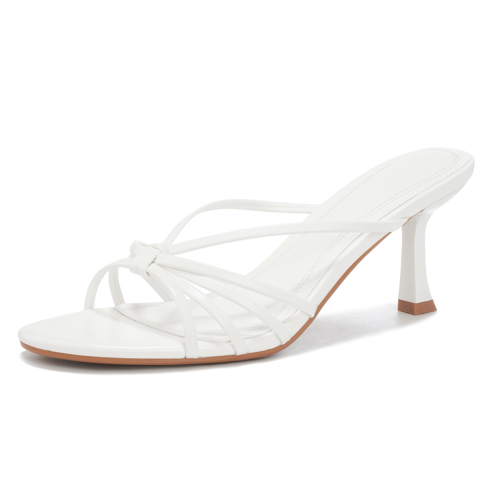Kitten Heels Open Pointed Toe Slip On Heels Mid Heeled Sandals for Women-image-7