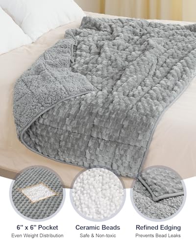 Image of Super Soft Luxury Fleece Sherpa Weighted Blanket for Teens, 3lbs Small Weighted Lap Blanket for Adults, Turtle Shell Cozy Warm Throw for Winter, Compact Heavy Blanket for Sleep & Travel, Grey, 36 inchx48 inch