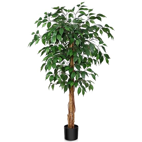 4ft-Ficus-Artificial-Trees-with-Realistic-Leaves-and-Trunk-Silk-Fake-Ficus-Tree-with-Plastic-Nursery-Pot-Faux-Ficus-Tree-for-Office-Home-Farmhouse-for-Indoor-Outdoor-DecorSet-of-1