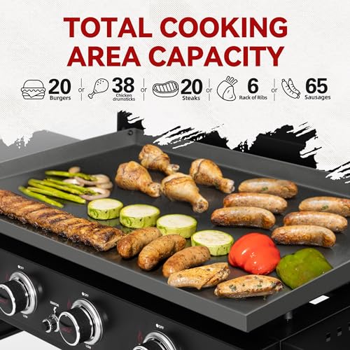 Image of Royal Gourmet GB4000P 4 Burner Propane Gas Griddle, Hard Cover, Side Tables