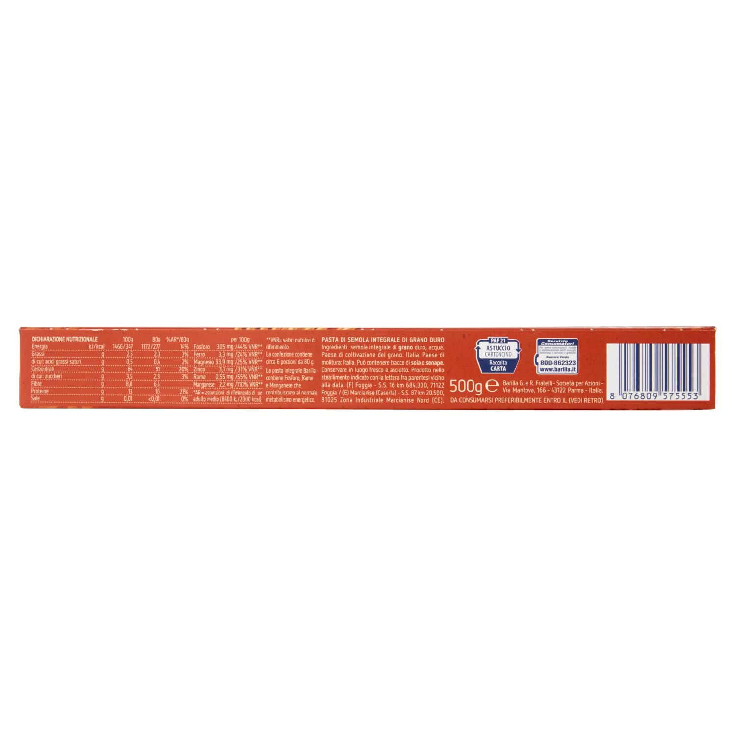 Italian Gourmet Spaghetti Integrale Pasta Vollkornnudeln 30 x 500g | Aus vollem Hartweizen; ricchi di fibre, tengono la cottura, ideal zu Tomate, Gesamtnettogewicht 15 kg + Kostenlos Polpa 400g