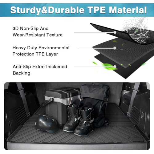 Image of Mixsuper Cargo Liner for Tahoe /GMC Yukon 2015-2020 (Non XL), Trunk Mat for Tahoe Accessories All Weather Cargo Mat Rear Trunk Liner Black 3PCS