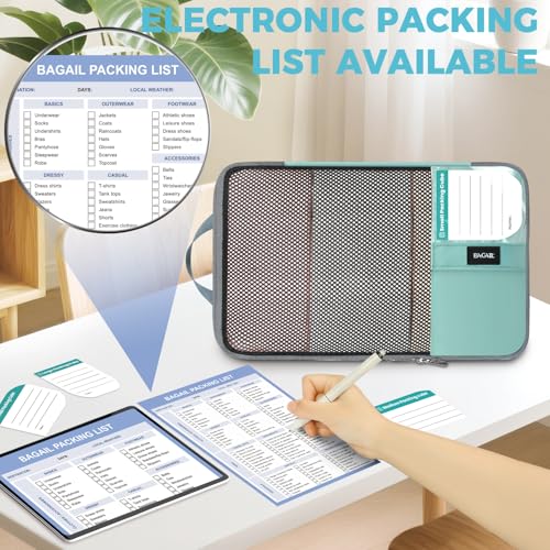Image of BAGAIL 4 Set /6 Set /8 Set Compression Packing Cubes Travel Accessories Expandable Packing Organizers(HalfMesh,8-DustyBlue)