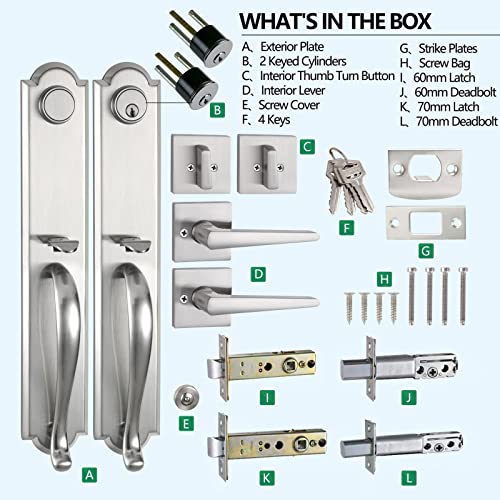 Newbang Double Door Handleset Mdhst2018-Br (Brushed Nickel, Keyed&Dummy Set) #TOP5