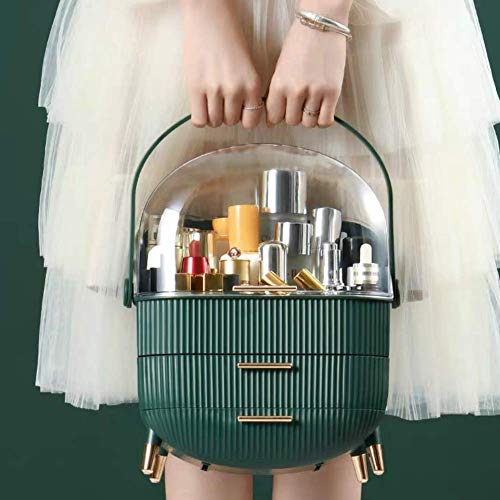 Makeup Organizer Large Capacity Waterproof and Dustproof Cosmetic Organizer Box Fully Open Makeup Display Boxes,Makeup Caddy Holder for Bathroom, Dresser, Countertop (Blue)