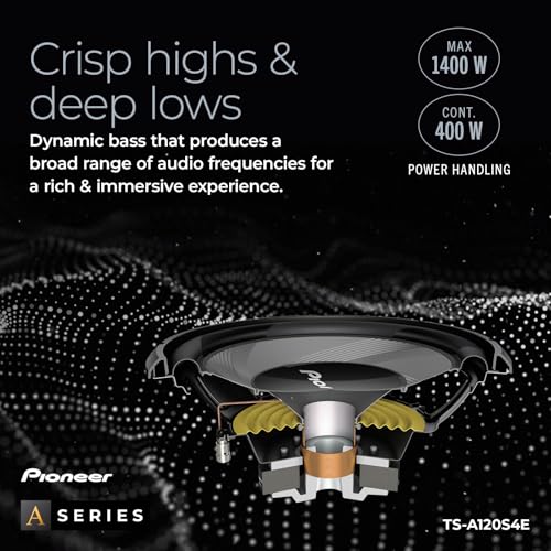 Image of PIONEER A-Series TS-A120S4E 12 inch Subwoofer 1400W Max | Sealed or Ported Enclosure Compatible, Strong Bass