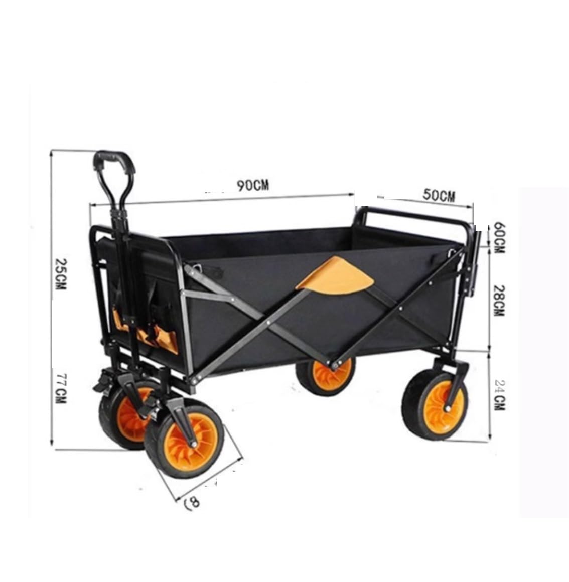 Carrello da giardino pieghevole con ruote, utile portatile per famiglia, shopping, campeggio e giardinaggio, versatile per attività all'aperto