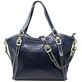 Floto Ischia Leather Shoulder Bag Handbag Purse (Blue)