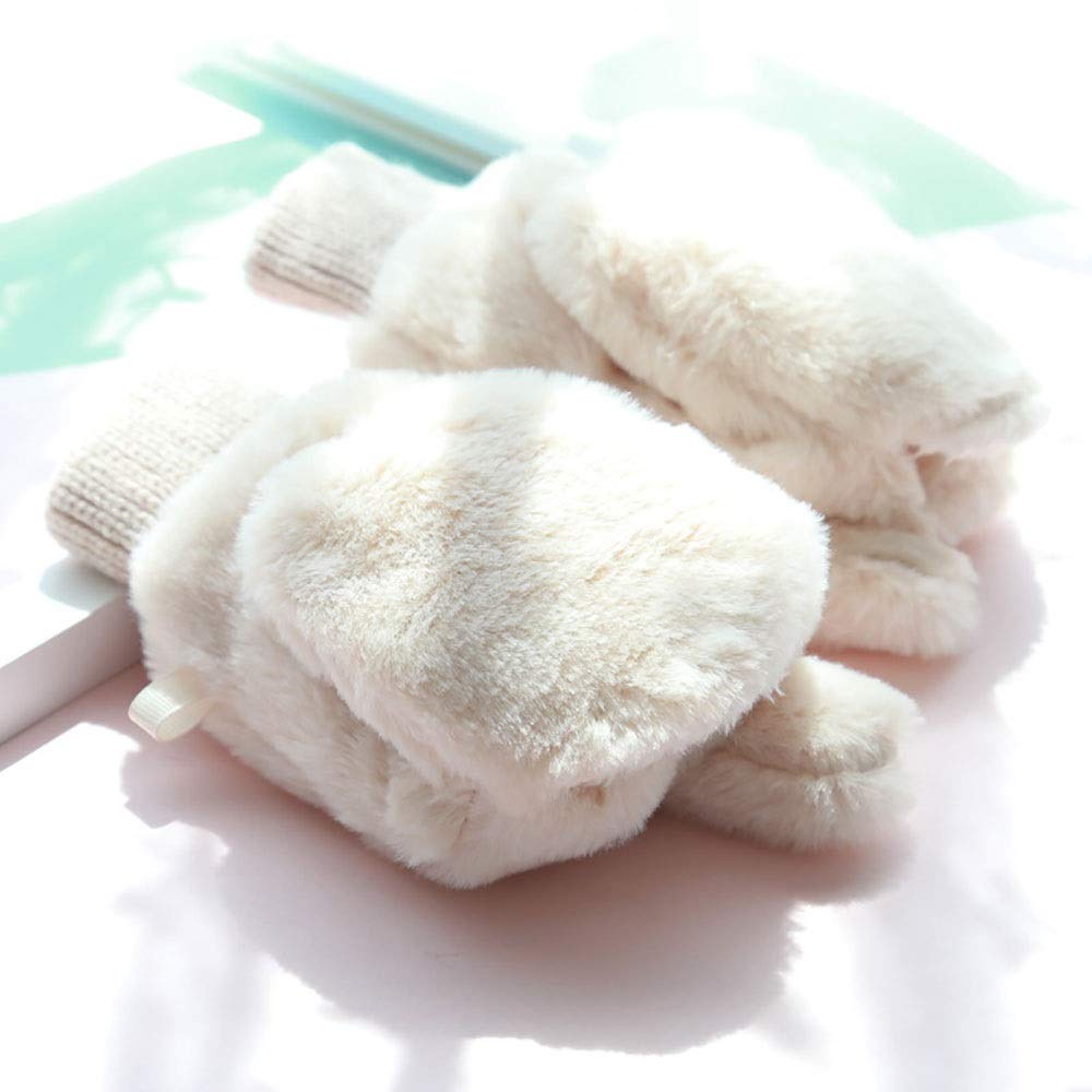 Guantes de pareja encantadores estilo flip de invierno color beige