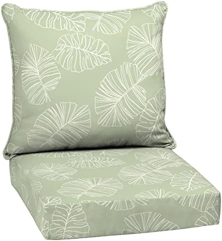 Arden Selections Outdoor Deep Seating Cushion Set 24 x 24, Coastal Green Leaf