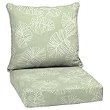 Arden Outdoor Deep Seat Cushion Set, 24 in x 24 in, Weather-Proof, Rain-Proof, Fade Resistant Patio Cushion for Chair, Sofa, and Couch Coastal Green Leaf