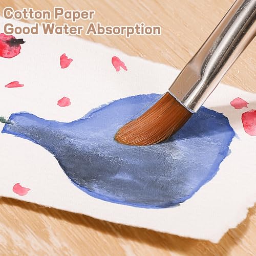 Image of 25 Sheets Watercolor Paper, 2 x 3.5, Deckled Edge Handmade Paper | 300 GSM paper, cold-pressed texture, absorbs watercolor evenly, for painting, cards, and crafts
