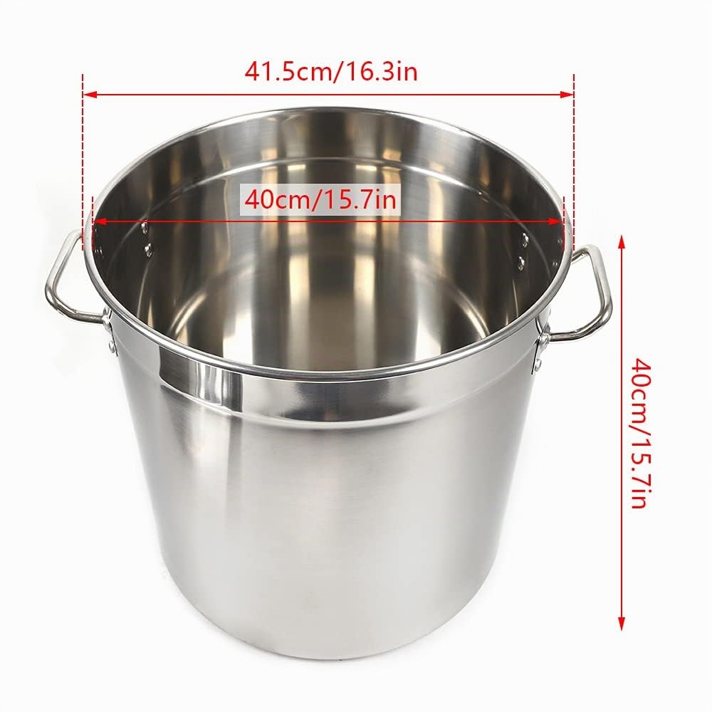 Set di 3 pentole e padelle, 35/50/70 litri, pentole, zuppe, stufati, pentole in acciaio inox 201, pentole in acciaio inox, grandi pentole in acciaio inox con coperchi in acciaio inox (70L)