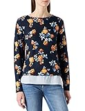 AOP Springfield Camiseta de Manga Larga Bimateria AOP, Azul Oscuro, M para Mujer