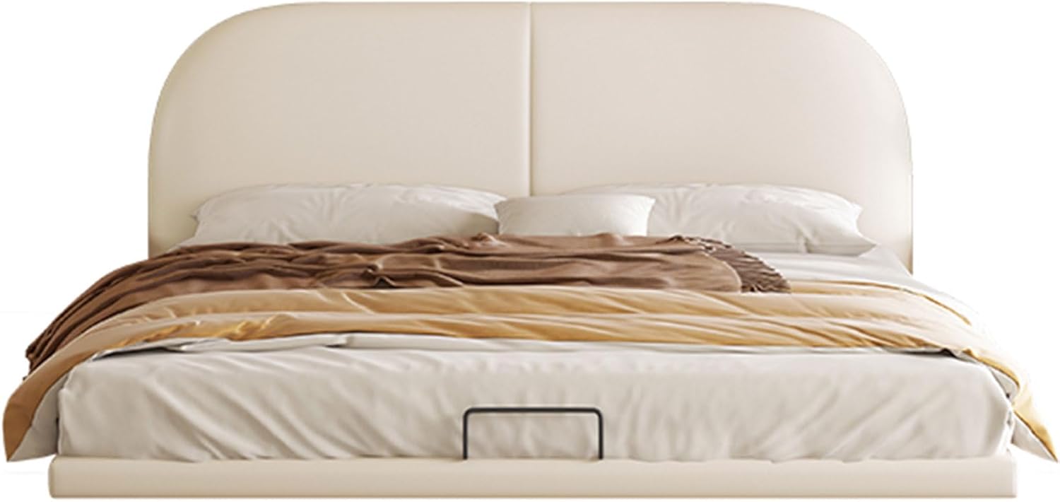 Modern Simplicity Queen Size Platform Bed Ergonomic Upholstered Headboard with Heavy Duty Wooden Slat Support Noise-Free