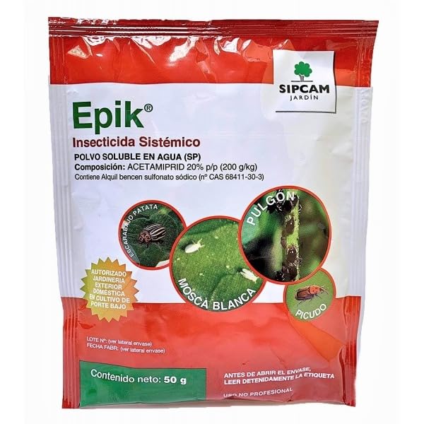 Acetamiprid 20%(Sustituto de Confidor). Caja de 50 grs JED. Tratamiento para 150 litros contra pulgón, mosca blanca, escarabajo patata, cicadelicos.