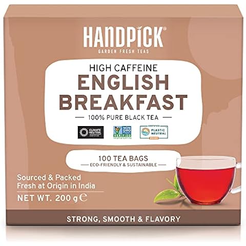 HANDPICK, English Breakfast Black Tea Bags (100 Count) Strong, Robust | Eco-conscious Tea Bags, Brew English Breakfast Tea & Kombucha Tea Cover