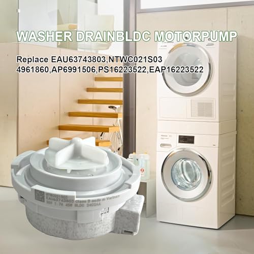 Image of EAU63743803 NTWC021S03 Drain Motor Pump Compatible with LG Washer Drain Pump WM3400CW,WM3500CW,WM3600HVA,WM3600HWA,WM3700HVA,WM3700HWA,WM3700HRA-Replace EAU63743803 NTWC021S03,DC26V 1.7A 45W
