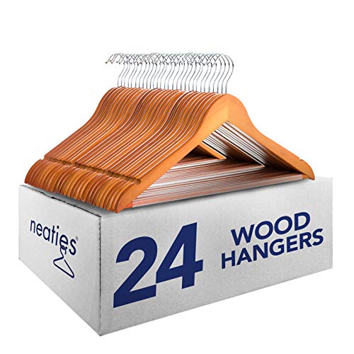 Best Deal Product Neaties Natural Wood Hangers with Cherry Finish, 24pk