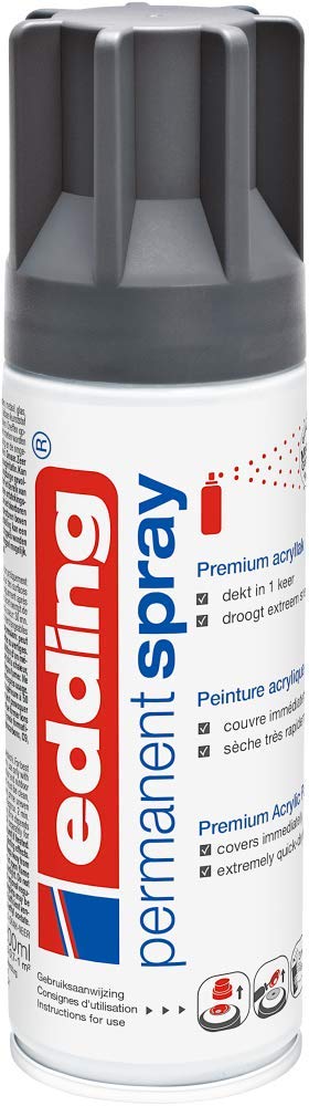 edding 5200 Permanent Spray Anthracite Matt 200 ml Acrylic Paint for Glass Metal Wood Ceramic Plastic Canvas
