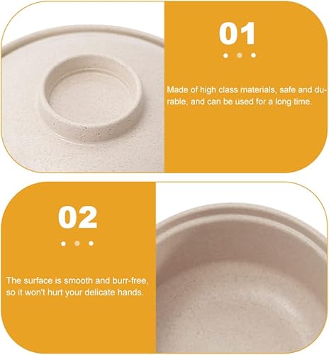 Miniatura 6 de Hemoton Tazón de sopa para niños con doble asa, versátil cuenco de almacenamiento de cocina para ensalada de gachas de arroz y fideos, diseño de