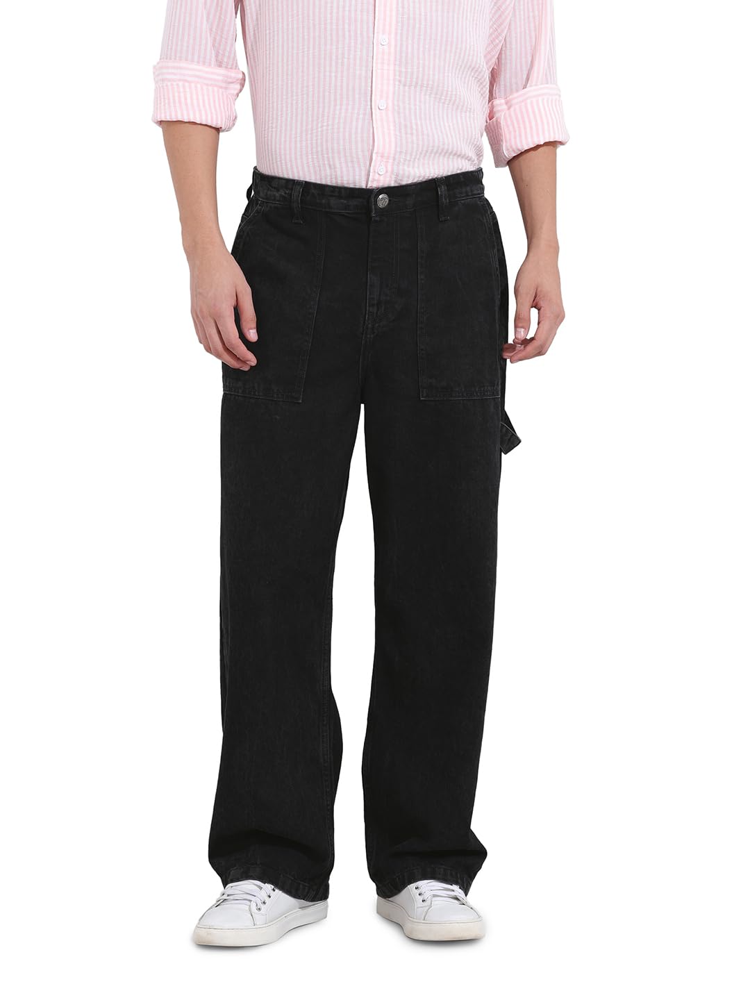 the indian garage co Men Relaxed Straight Fit Solid Mid-Rise Jeans-picture-21