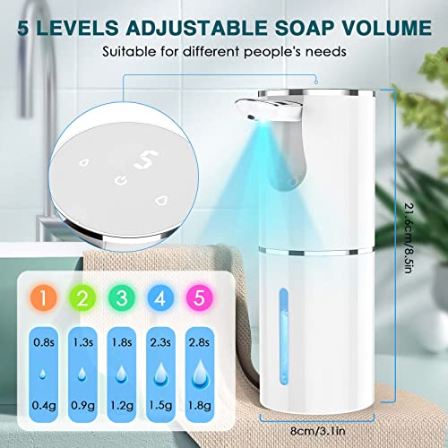 Automatic Liquid Soap Dispenser, 15.6Oz Touchless Rechargeable Hand Soap Dispenser With 5 Adjustable Soap Volume, Electric Hand Sanitizer Dispenser Pump For Kitchen Bathroom Wall No Drilling (White) #TOP3