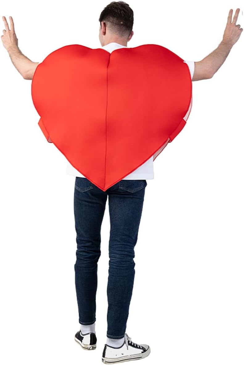 DSplay Adult Red Heart Costume Chocolate Heart Valentine's Day