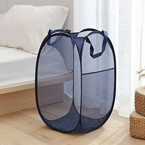 Image of 2 Laundry Baskets, pop-up Laundry Baskets, Foldable mesh Laundry Baskets (Each with 2 Reinforced Handles, Blue